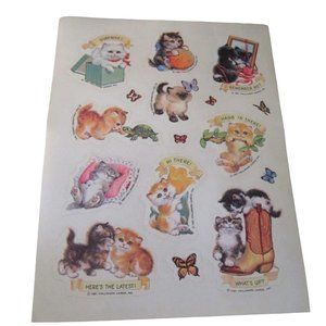 Kitten Stickers Vintage Hallmark 1981 One Single Sheet GUC